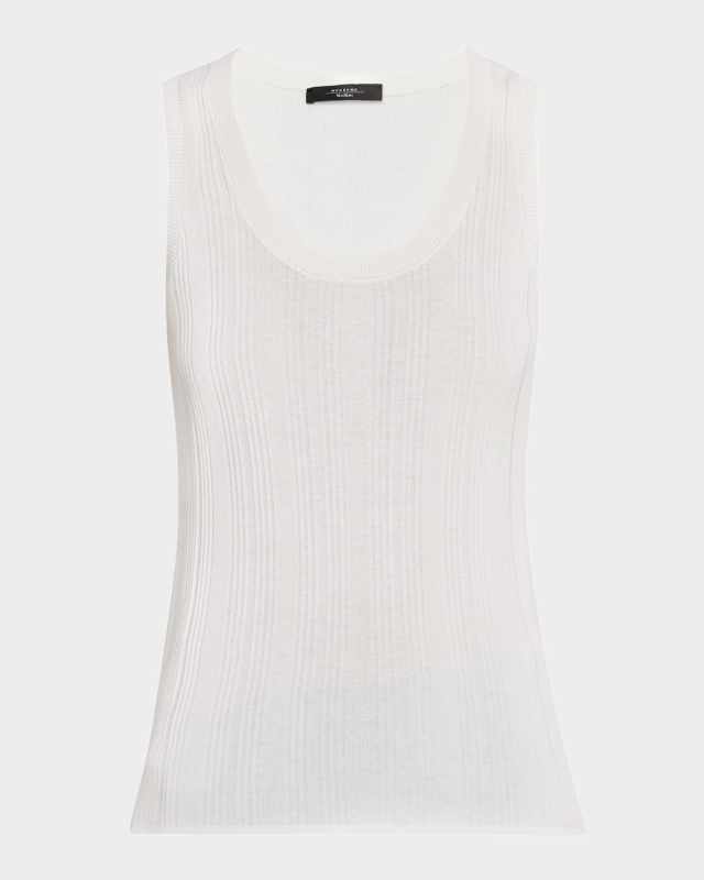 Ceylon Ribbed Scoop-Neck Tank Top